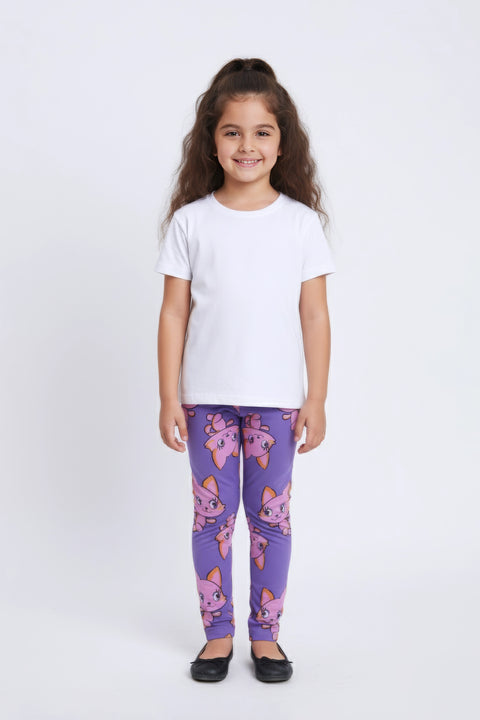 Girls Branded Graphic Legging - Purple