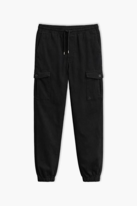 Men Branded Cargo Trouser - Black