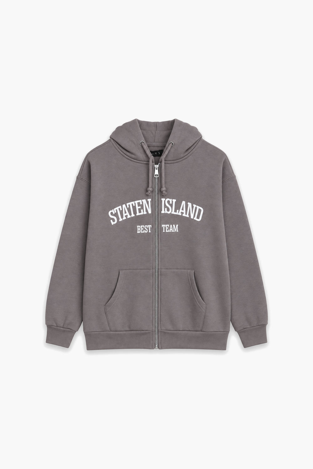 Women Branded Fleece Graphic Zipper Hoodie - Grey