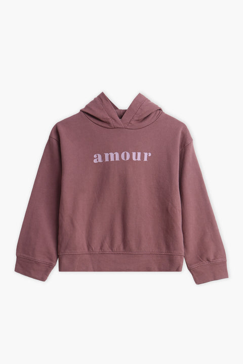 Girls Branded Pullover Hoodie - Plum