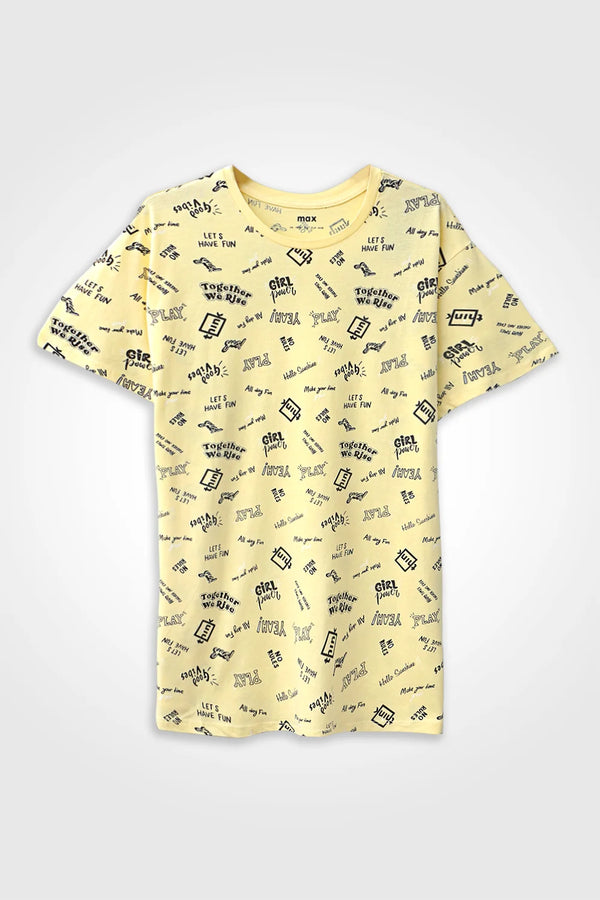 Women's Graphic T-Shirt (Brand -Max) - Yellow