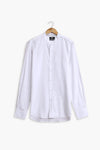 Men Band Collar Basic Shirt MCS24-04- White