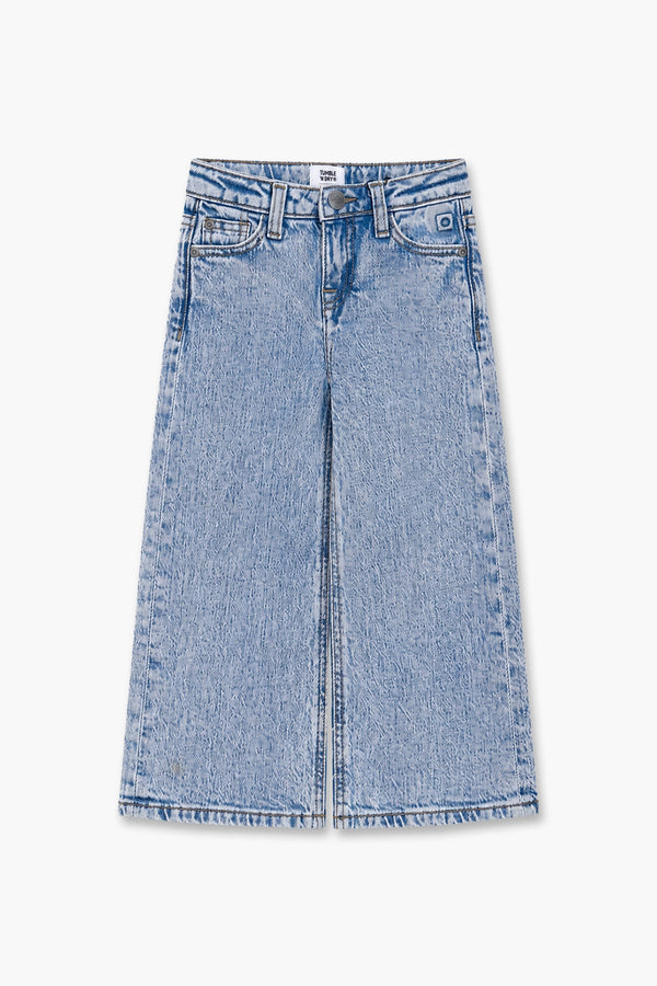 Girls Branded Wide Leg Denim pant - M/Blue