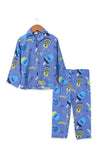 Kids Viscose Casual Printed Suit - Blue