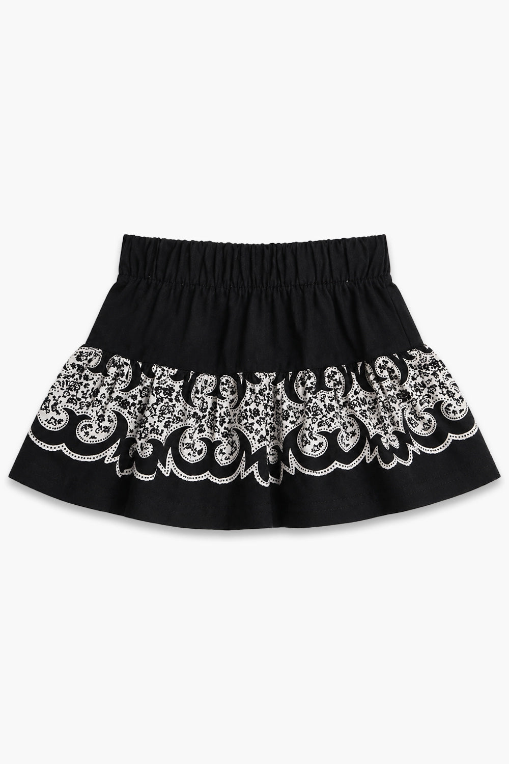 Girls Graphic Linen Mini Skirt - Black