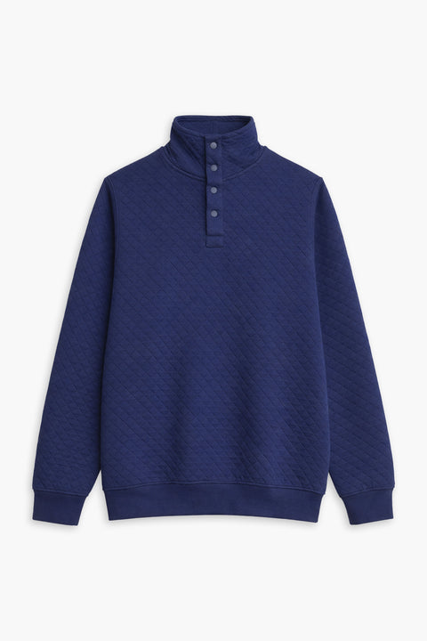 Men Branded Quilt Mock Neck - Blue