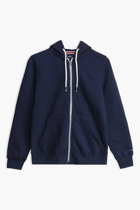 Men Branded Zipper Hoodie - Navy