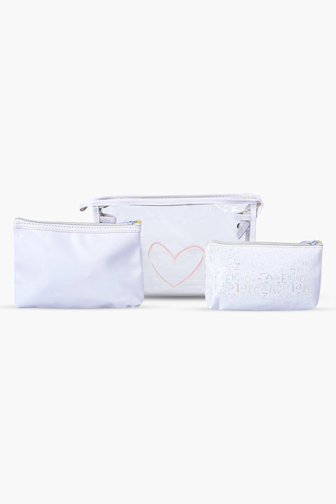 Cosmetic Pouch Pack of 3 - White