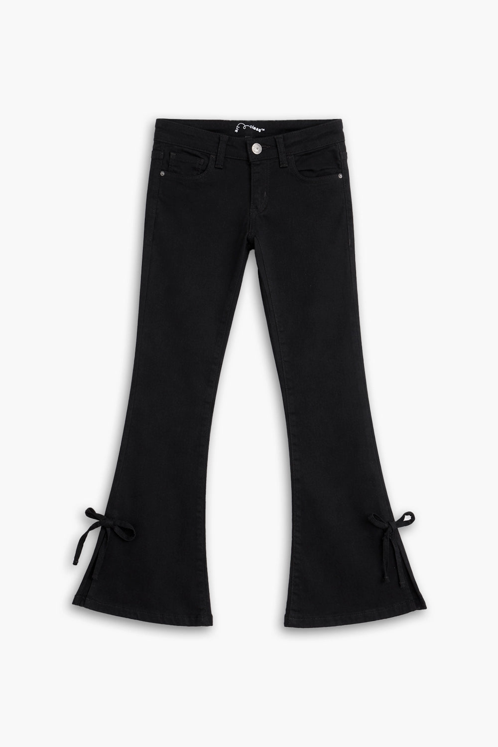 Girls Branded Bell Bottom Denim pant - Black
