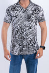 Men Casual Viscose printed Hawaii Dyed Shirt - Black & White