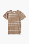 Boys Branded Lining T-Shirt - Brown and White