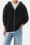 Men Branded Fleece Zipper Hoodie - Black