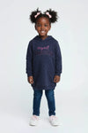 Girls Branded Pullover Hoodie - Navy