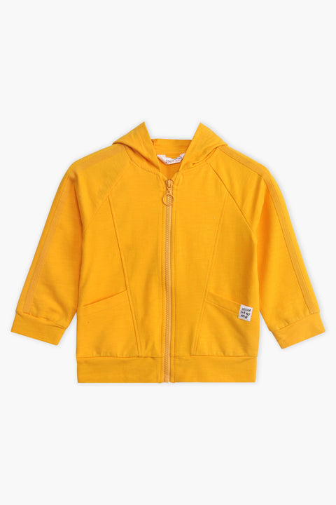 Girls Branded Hoodie Zipper - Mustard