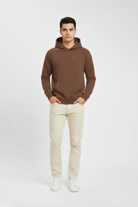 Men Branded Pullover Hoodie - Chocolate