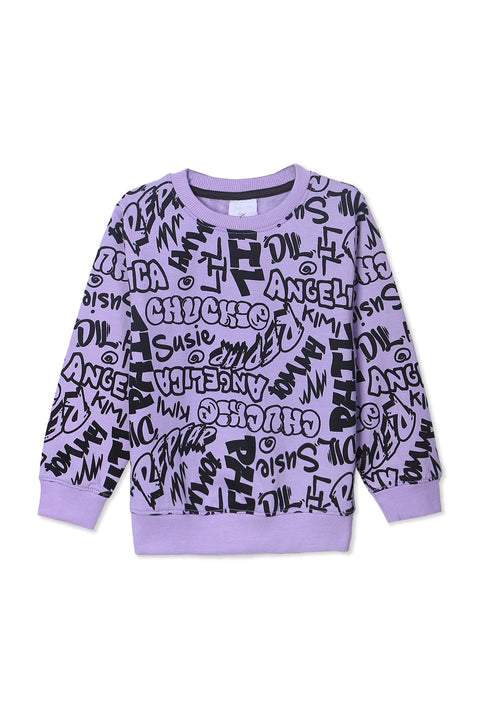 Boys Zara Doodle Graphic Sweatshirt - Purple