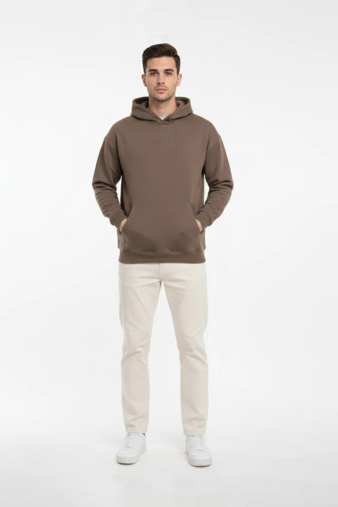 Men Branded Pullover Hoodie - L/Brown