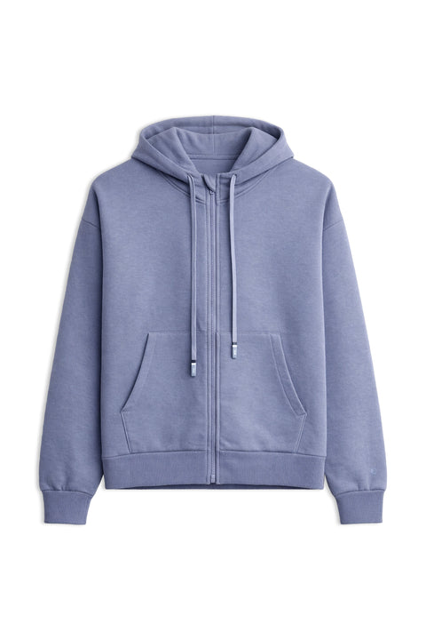 Men Branded Zipper Hoodie - Steel Blue