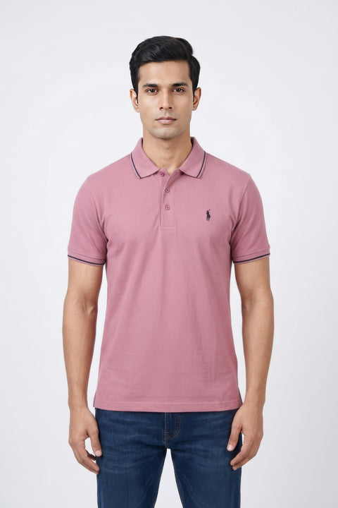Men Pique Polo - Tea Pink