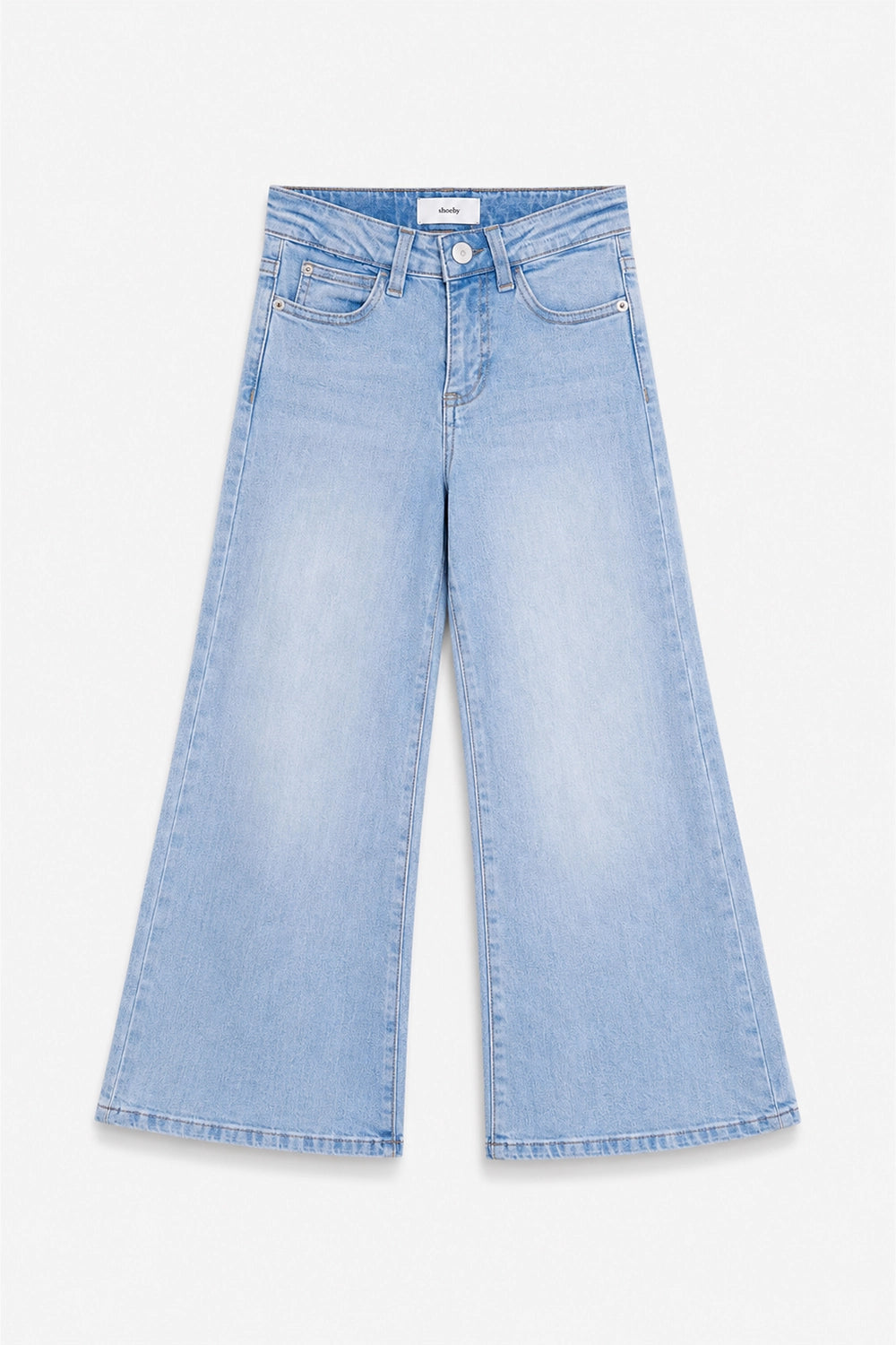 Girls Branded Wide Leg Denim pant - L/Blue