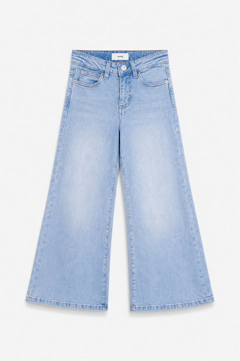 Girls Branded Wide Leg Denim pant - L/Blue