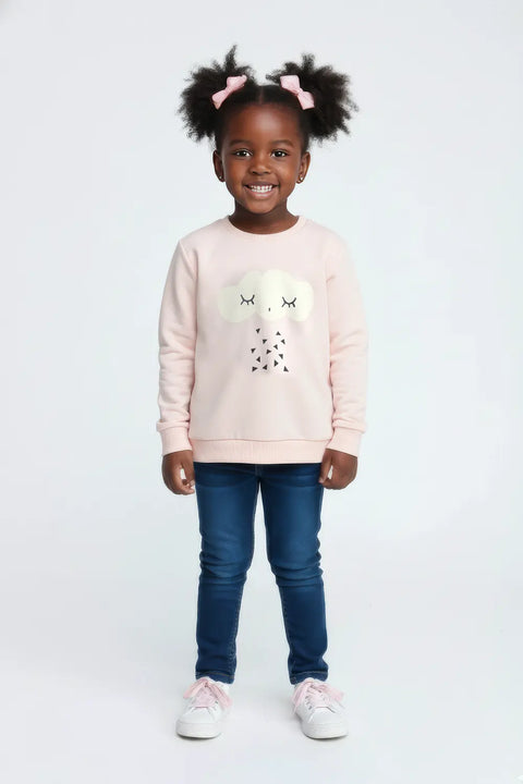 Girls Branded Graphic Sweatshirt - L/Pink