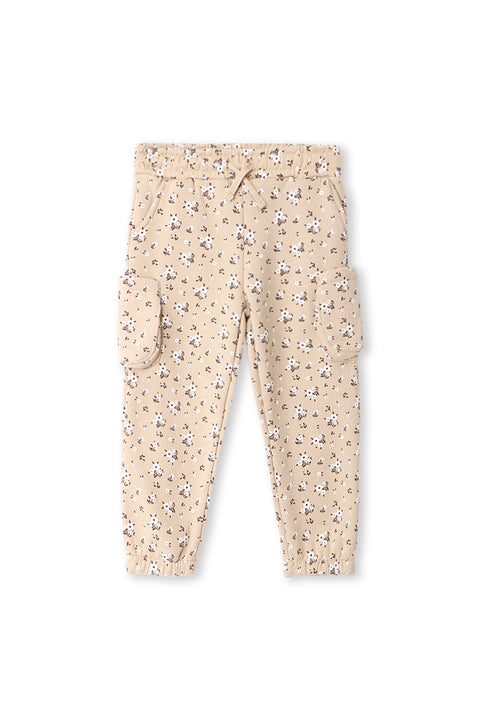 Girl Branded Fleece Cargo Trouser -Beige