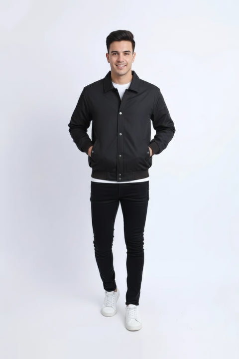 Men Twill Jacket Over Placket MJ-2201 - Black