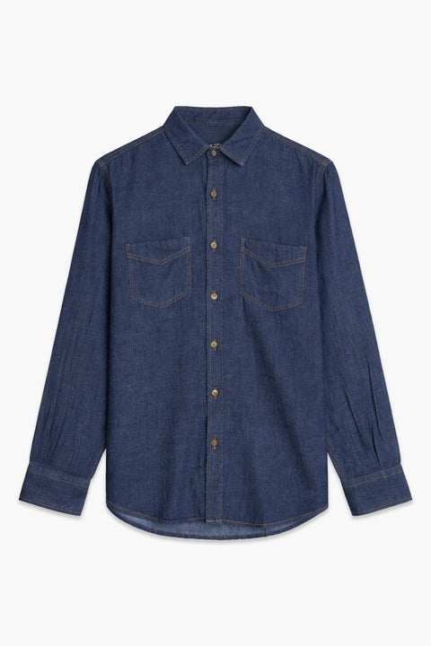 Men Denim Shirt DBP Pocket MDS23-03 - M/Blue