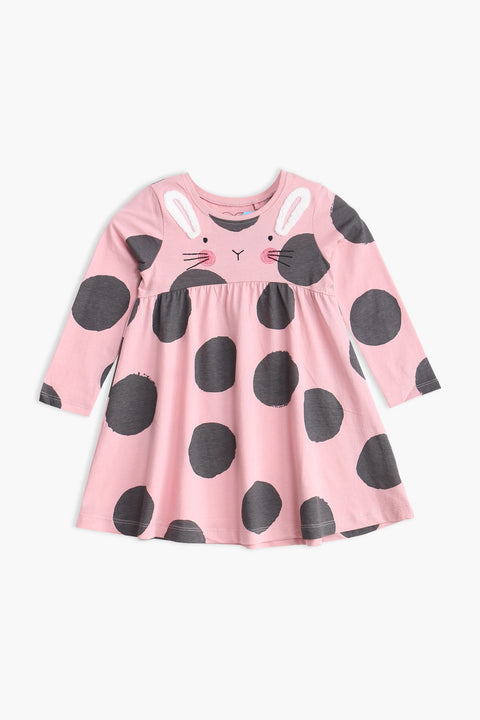 Girl Branded Graphic Frock - L/Pink