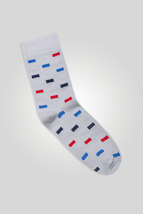 Men Printed Long Socks - Grey