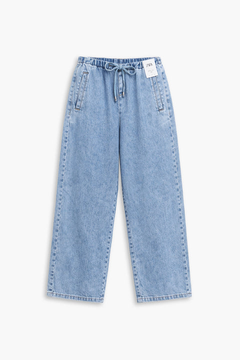 Women's Branded Wide Leg Jeans - M/Blue