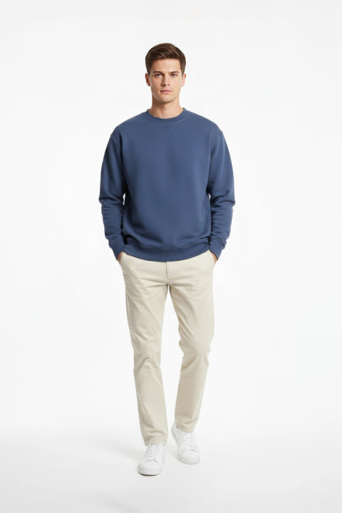 Men Branded Basic Sweatshirt - Dusty Blue
