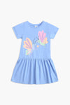 Girls Branded Graphic Frock - Blue