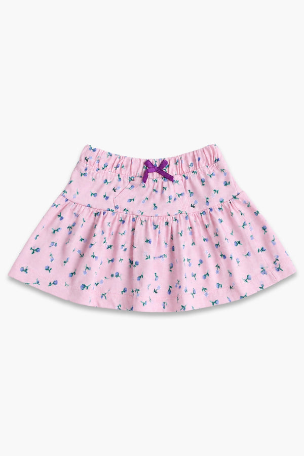 Girls Graphic Cotton Mini Skirt - Baby Pink