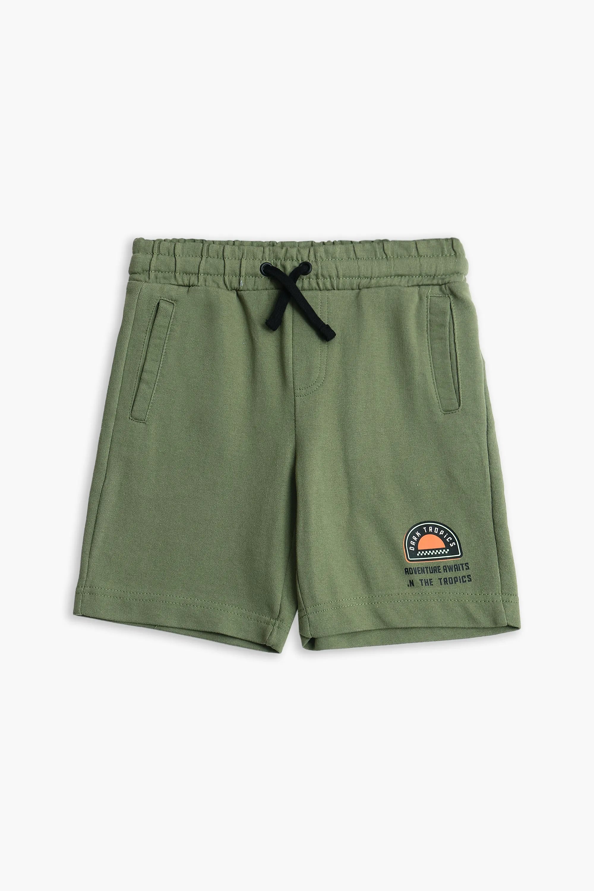 Boy Branded Graphic Short - D/Green