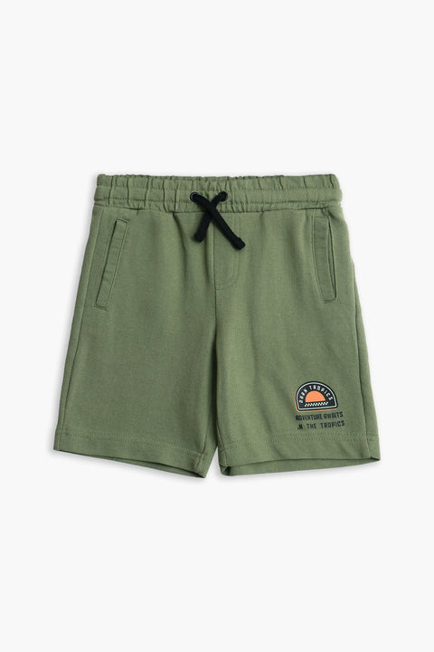 Boy Branded Graphic Short - D/Green