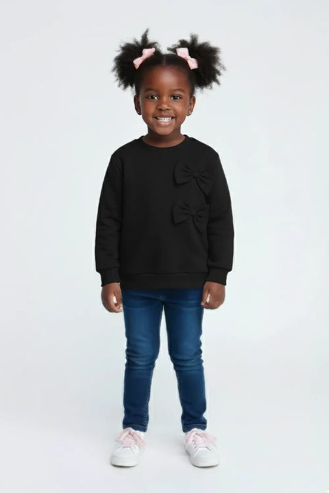 Girls Branded Embellish Sweatshirt - Black