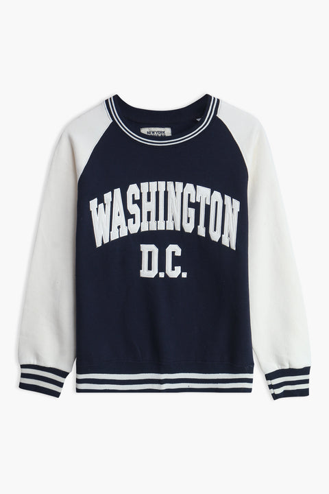 Men Branded Raglan Graphic Sweatshirt - Navy