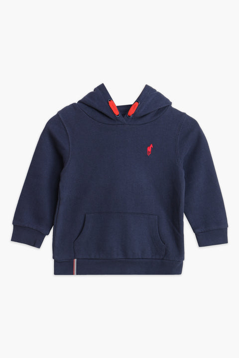 Boys Branded Pullover Hoodie - Navy