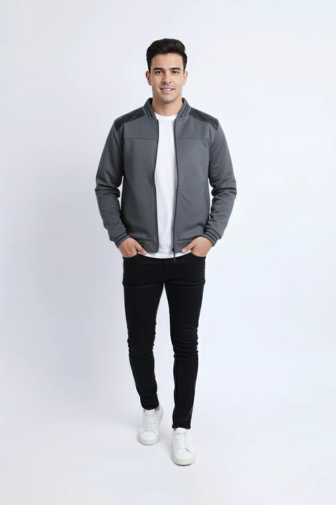 Men Exst Zipper Mockneck MZPPR12 - Charcoal