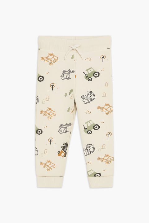 Boys Branded Graphic Trouser - Cream