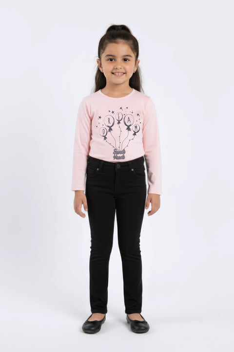 Girls Branded Graphic T-Shirt F/S - Peach