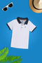 Boys Branded Printed Polo - White