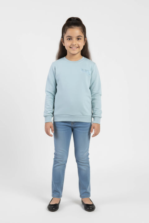Girls Branded Graphic Sweatshirt - Sky Blue