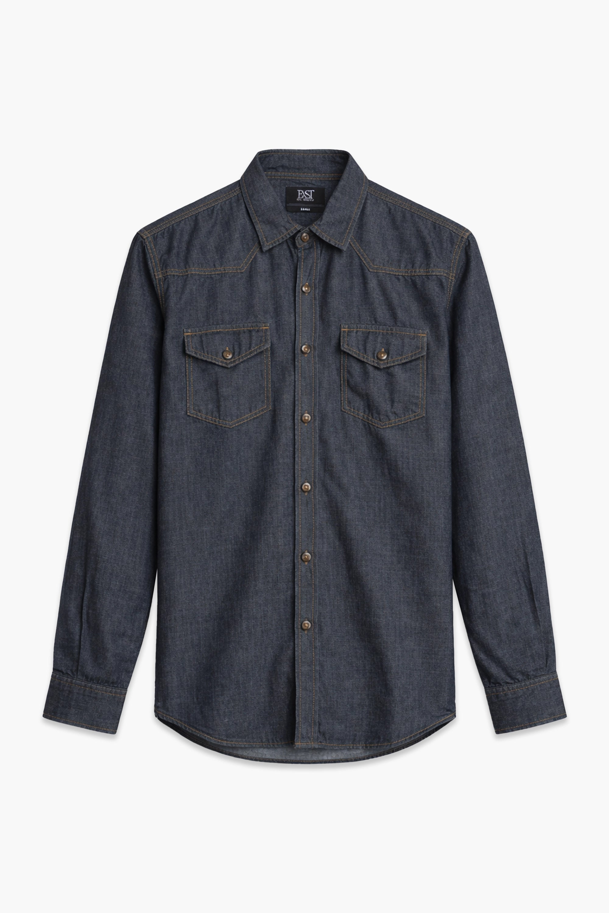 Men Denim Shirt Double Pocket MDS23-02 - D.Grey