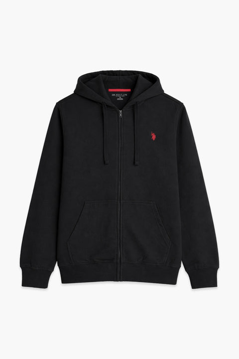 Men Branded Zipper Hoodie - Black
