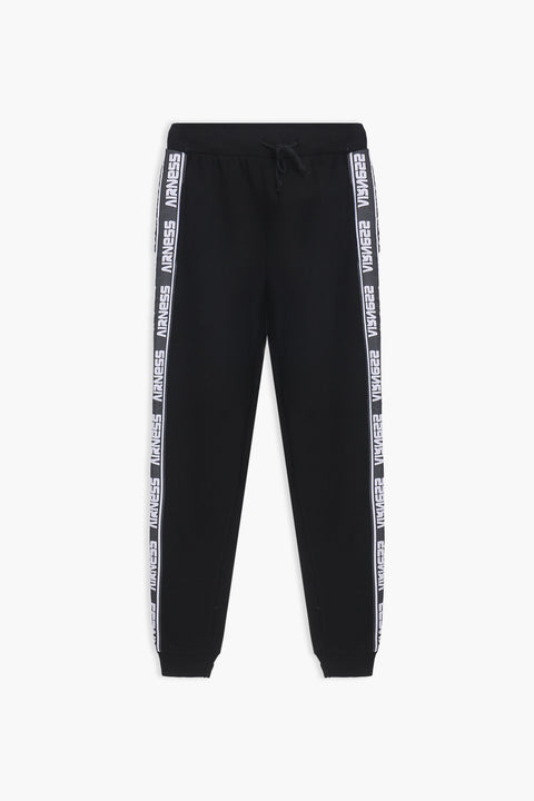 Men Branded Fleece Trouser - Black