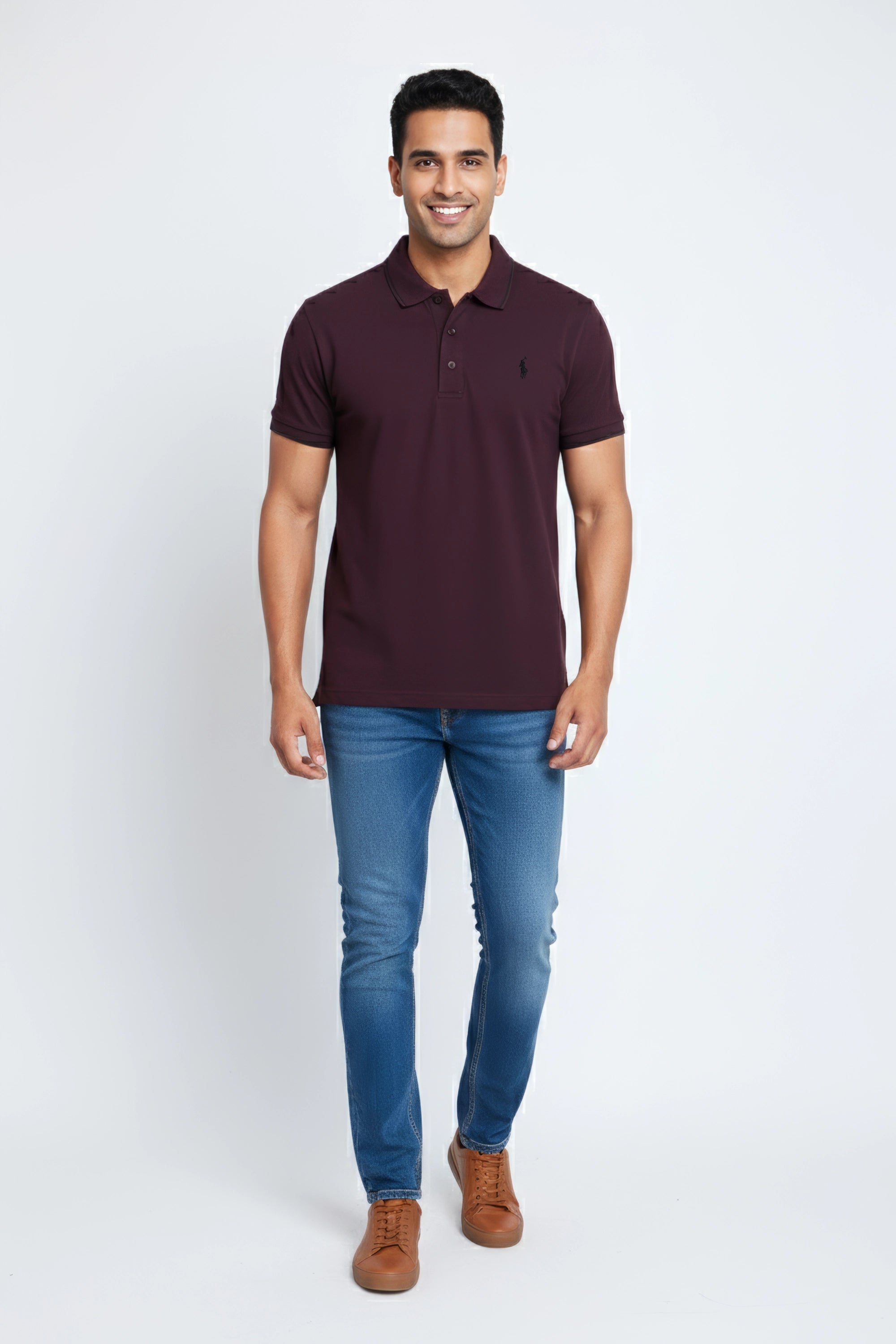 Men Pique Polo - D/Purple