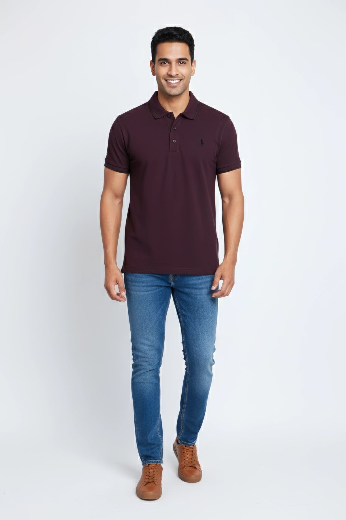 Men Pique Polo - D/Purple
